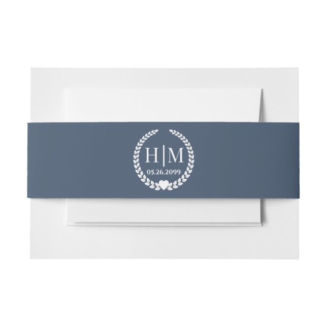 Einfache Eleganbrücke und Groom Monogram Einladungsbanderole (Vorderseite Beispiel)