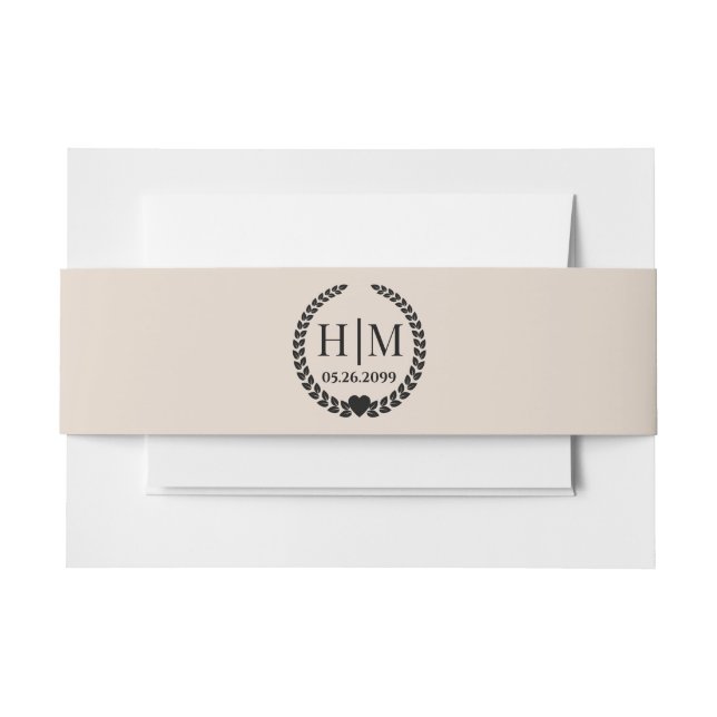 Einfache Eleganbrücke und Groom Monogram Einladungsbanderole (Vorderseite Beispiel)