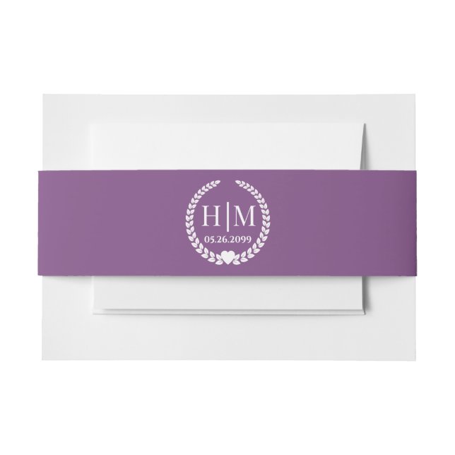 Einfache Eleganbrücke und Groom Monogram Einladungsbanderole (Vorderseite Beispiel)