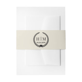 Einfache Eleganbrücke und Groom Monogram Einladungsbanderole