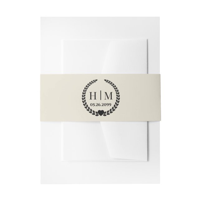 Einfache Eleganbrücke und Groom Monogram Einladungsbanderole (Vorderseite Beispiel)