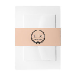 Einfache Eleganbrücke und Groom Monogram Einladungsbanderole