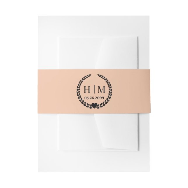 Einfache Eleganbrücke und Groom Monogram Einladungsbanderole (Vorderseite Beispiel)