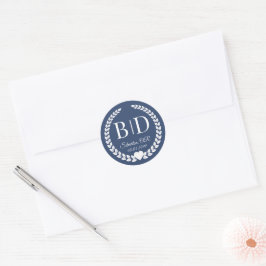 Einfache Eleganbrücke und Groom Monogram Runder Aufkleber