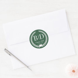 Einfache Eleganbrücke und Groom Monogram Runder Aufkleber