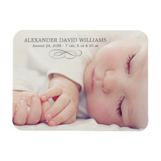 Einfache Elegance Baby Foto Geburtserklärung Magnet