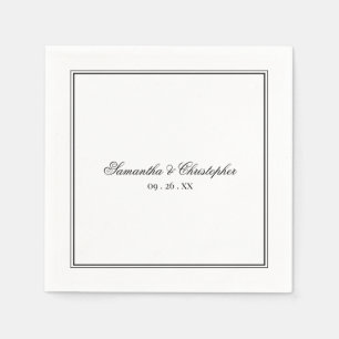 Einfache Elegance Black & White Script Hochzeit Serviette