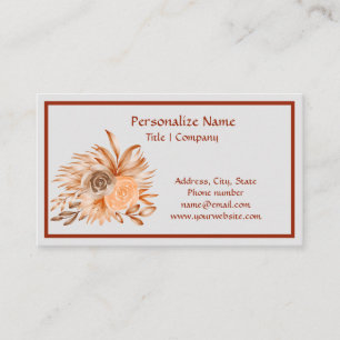 Einfache Elegance Coral Burgund Floral Visitenkarte