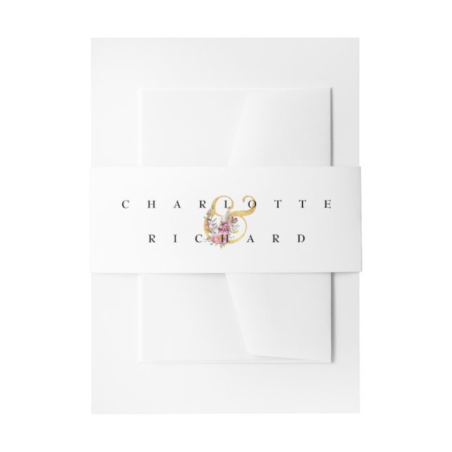 Einfache Elegance Floral Ampersand mit Namen Einladungsbanderole (Vorderseite Beispiel)