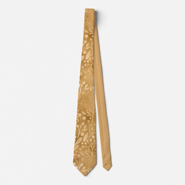 Einfache Elegance Gold Foliage Muster Stilvoll Krawatte (Vorderseite)