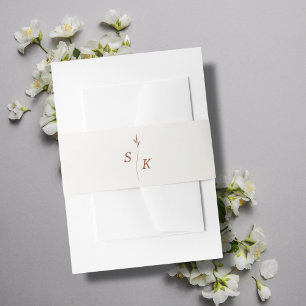 Einfache Elegance Personalisiert Leaf Monogram Wed Einladungsbanderole