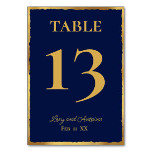 Einfache Elegance Personalisiert Navy Blue Gold Ed Tischnummer