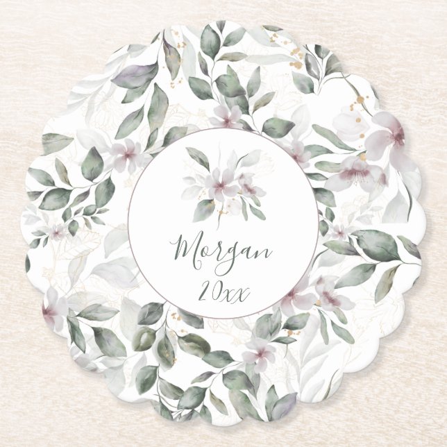 Einfache Elegance Rosa Botanische Wasserfarbe Untersetzer (Vorderseite)