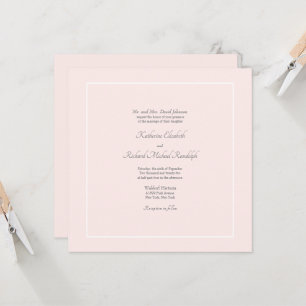 Einfache Elegance Rosa Feierliche Hochzeit Platz Einladung