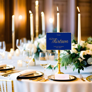 Einfache Elegance Royal Blue Gold Edge Custom Tischnummer
