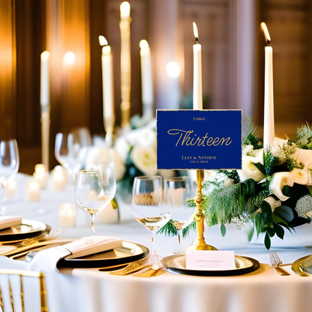 Einfache Elegance Royal Blue Gold Edge Custom Tischnummer (Von Creator hochgeladen)