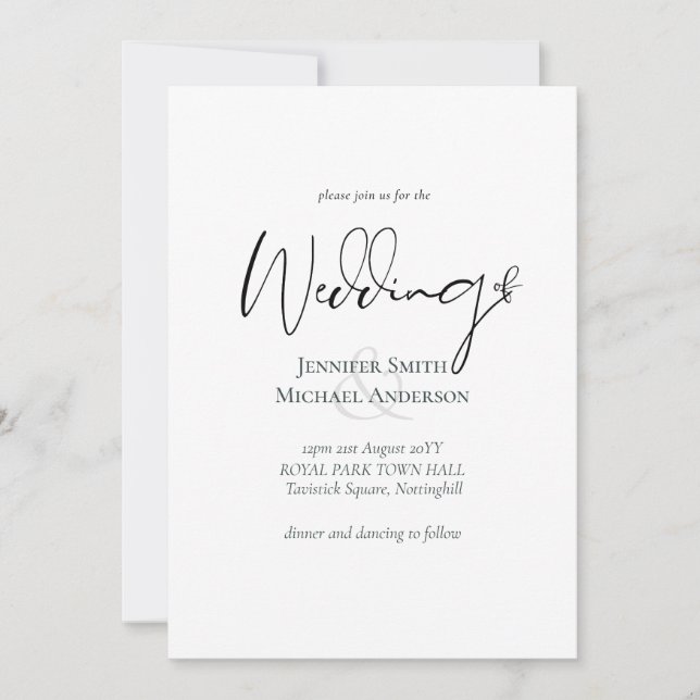Einfache Elegance Script Moderne Hochzeit (Vorderseite)