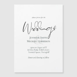 Einfache Elegance Script Moderne Hochzeit Magnetkarte