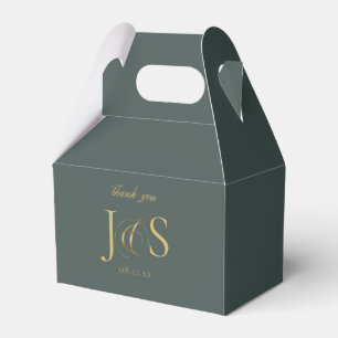 Einfache Elegance Wedding Initials Green ID1022 Geschenkschachtel