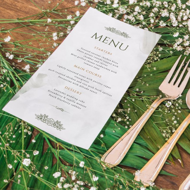 Einfache Elegance Wedding Menu Menükarte (Von Creator hochgeladen)