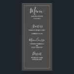 Einfache Elegance Wedding Menu Werbekarte<br><div class="desc">Einfaches und elegantes Set in Weiß und Grau.</div>