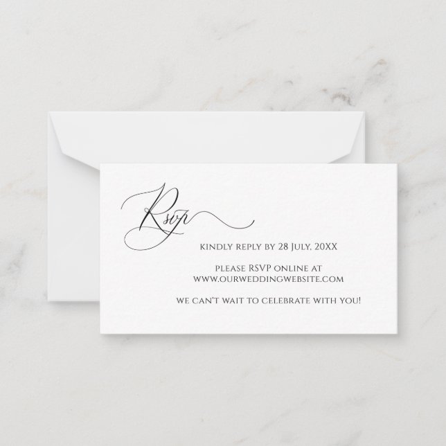 Einfache Elegance Wedding RSVP Card Mitteilungskarte (Vorderseite)