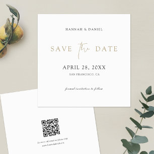 Einfache Elegangoldfarben Save the Date mit QR-Cod