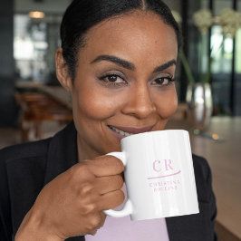 Einfache Eleganierung Minimal Rosa und Weiß Kaffeetasse