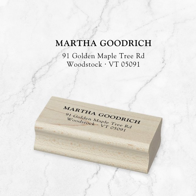 Einfache Elegant 12 Rücksendeadressen Holz Gummistempel (Classic, elegant and contemporary wooden return address stamp. Basic typography address stamp.)