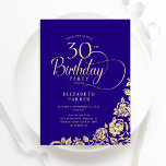 Einfache Elegant 30. Geburtstag Lila Gold-Rose Einladung<br><div class="desc">Einfache,  elegante Party Einladung zum 30. Geburtstag in lila und gold. Klassisches Design mit Rose,  Imitaten Goldfolie und Typografie Script Schriftart. Die trendige Einladungskarte eignet sich perfekt für eine stilvolle Damenfeier. Personalisieren Sie Ihre persönlichen Daten. Kann für jedes Alter angepasst werden. Gedruckte Zazzle-Einladungen oder Sofortdownload digitaler Druckvorlage.</div>