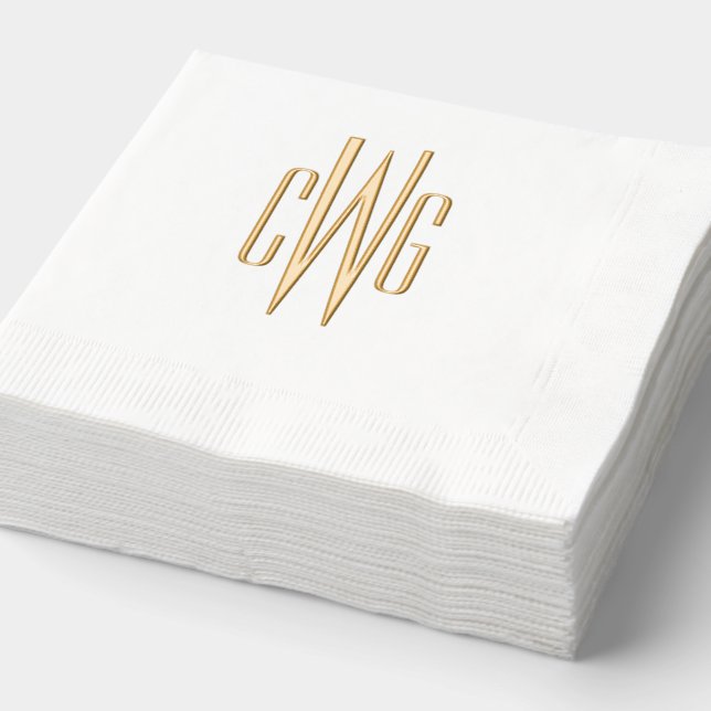 Einfache Elegant 3 Initialbuchstaben Monogram #4 Servietten Mit Folie (Ausschnitt)