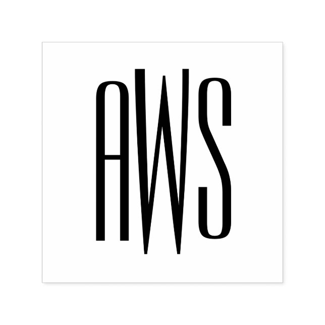 Einfache Elegant 3 Initialbuchstaben Monogram #8B Permastempel (Design)