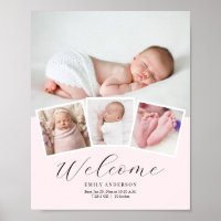 Einfache Elegant Baby Girl Foto Geburtsdatum