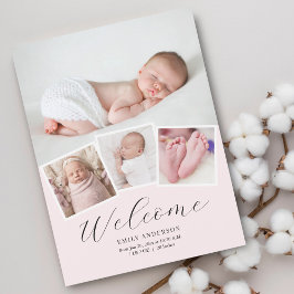 Einfache Elegant Baby Girl Foto Geburtserklärung Magnetkarte