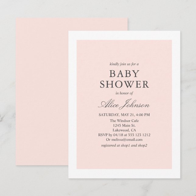 Einfache Elegant-Babydusche Einladungspostkarte (Vorne/Hinten)