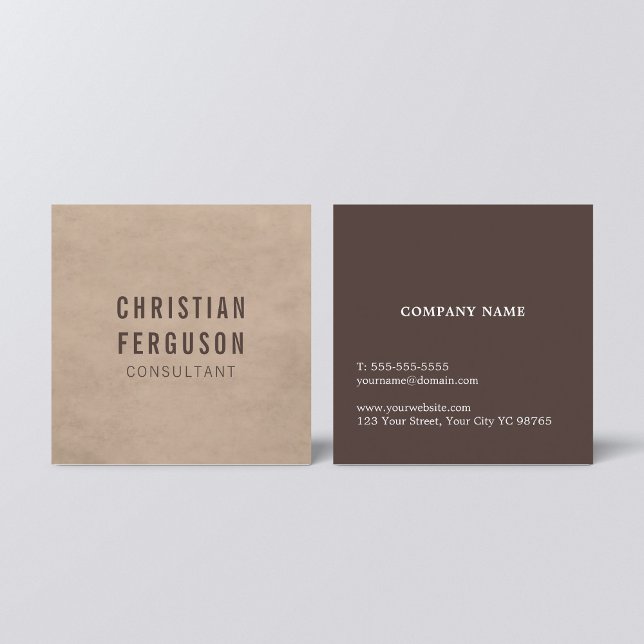 Einfache Elegant Beige Brown Consultant Quadratische Visitenkarte (Von Creator hochgeladen)