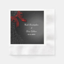 Einfache Elegant Black Minimalistisch Red Bow Napk