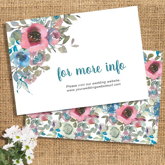 Einfache Elegant Blau & Rosa Wasserfarben Begleitkarte (Von Creator hochgeladen)