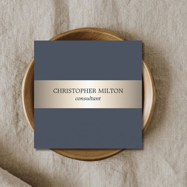 Einfache Elegant Blue Imitate Gold Stripe Consulta Quadratische Visitenkarte (Von Creator hochgeladen)