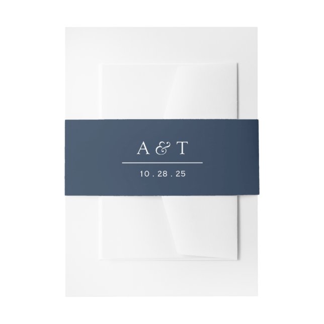 Einfache Elegant Blue Monogram Hochzeit Einladungsbanderole (Vorderseite Beispiel)