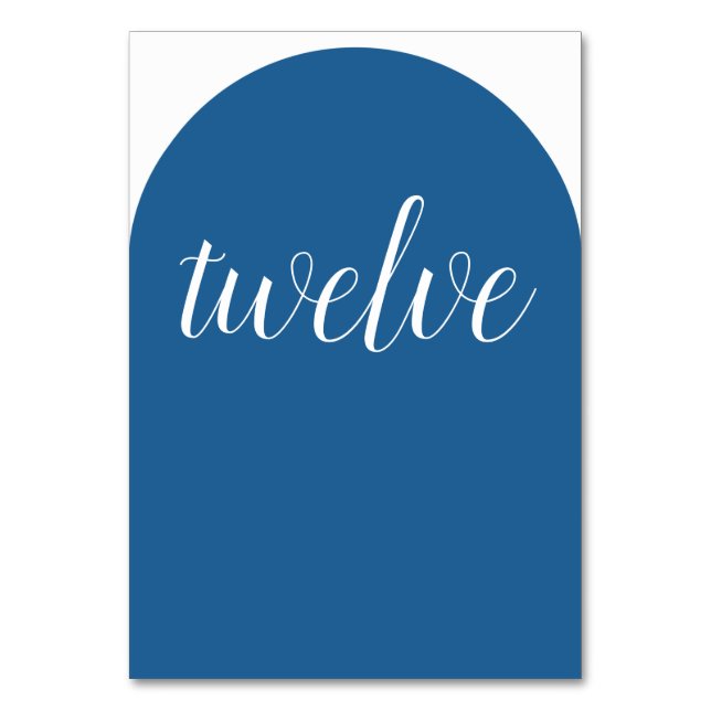 Einfache Elegant Blue Rounded Tischnummer (Vorderseite)