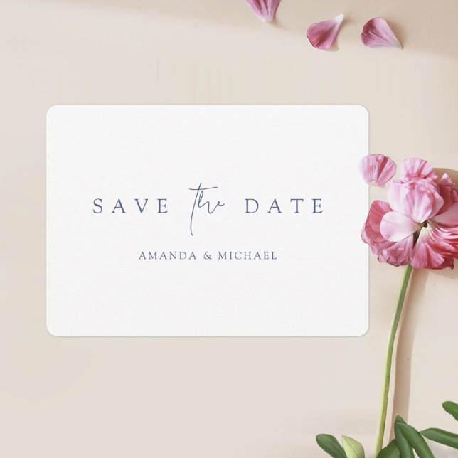 Einfache Elegant Blue Typografy Wedding Save The Date (Von Creator hochgeladen)