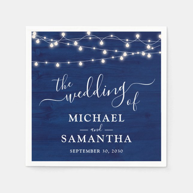 Einfache Elegant Blue Wood Rustic Wedding Serviette (Vorderseite)