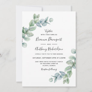 Einfache Elegant Boho Eukalyptus Greenerity Weddin Einladung