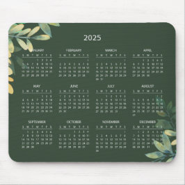 Einfache Elegant Botanischer Kalender 2025 | Mouse Mousepad