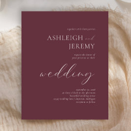 Einfache Elegant Burgundy White Script Wedding
