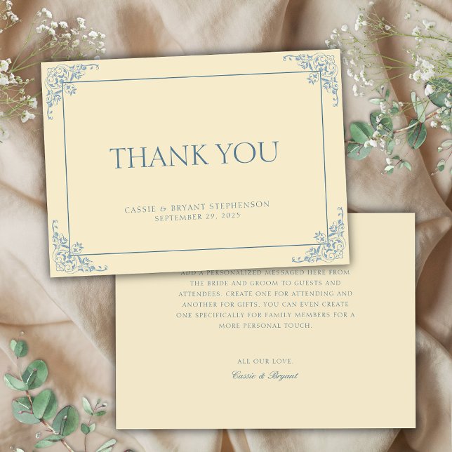 Einfache Elegant Butter Yellow Regency Ära Hochzei Dankeskarte (wedding thank you cards for simple thank you notes for formal regency era vintage elopement gifts)