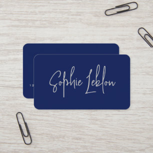 Einfache Elegant Calligraphie tief blau Visitenkarte