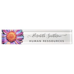Einfache Elegant Daisy Custom Beruflich Floral Namensplakette