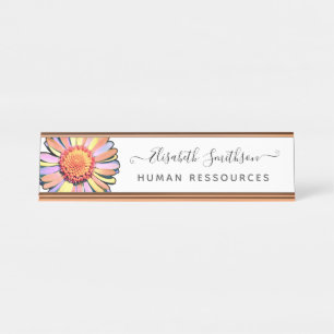 Einfache Elegant Daisy Custom Beruflich Floral Schreibtischnamensplakette